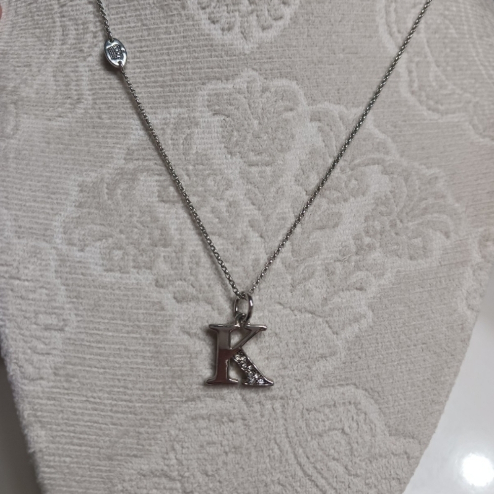 Juicy Couture Silver Necklace with Crystal 'K' Pendant